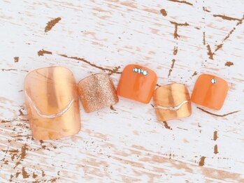 ネイルトリート 茨木駅前店(NAIL TREAT)/オレンジ☆フットネイル
