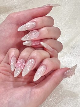 ラビーネイルズ 小倉魚町(Lovvy nails)/美爪ロングネイル☆リボン