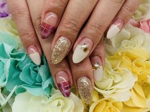 ダブルネイル(Double Nail)/【ほり】ホワイト×パープル