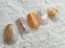 アイネイルズ 池袋店(I-nails)/オレンジホワイトオーロラ