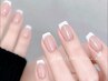 【フレンチ】■初回GelOFF無料,変形フレンチ可/ラメライン込み可,Hand.自爪