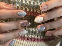 つめノさき/手書きの薔薇ネイル