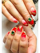 チヒロネイル/レッドグラデーションネイル