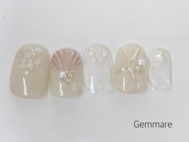 夏浜辺風ネイル