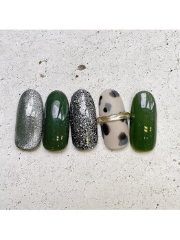 ネイルアンドまつげ リュフェール 五反田(Nail Lufaire)/レオパードグリーン