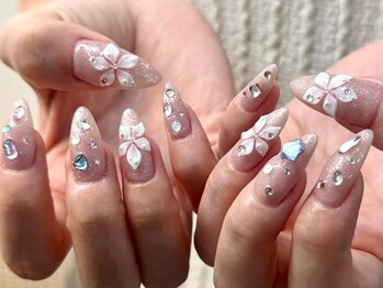 シェリーラメール 渋谷(cherielamer)/ストーン×お花ネイル