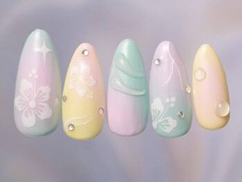 ジェミーネイル シンジュク(Jemiy nail shinjuku)/エアブラシハイビスカス¥10480