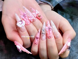 #リボンネイル#ピンクネイル