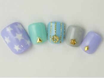 ネイルサロン ドレリッチ 大宮店(drerich)/星柄パステルカラーFOOT