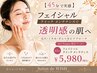 【45分で実感】フェイシャル クイック メンテナンスで透明感の肌へ¥5,980