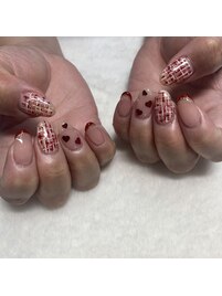 ガーリーなツイードネイル