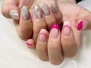 サロンドフォーエイチ(salon de 4H)/個性派ピンクちぐはぐデザイン☆