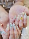 クリームパステルストーンネイル