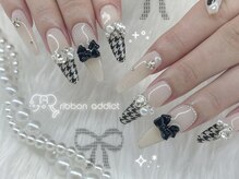 リボンアディクト(ribbon addict)/千鳥柄ネイル♪