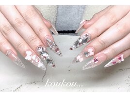 リボン　埋め尽くし　ビジュー