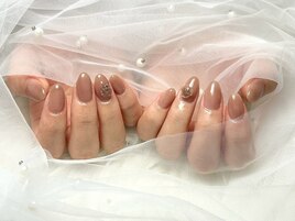 ワンカラー薔薇ネイル