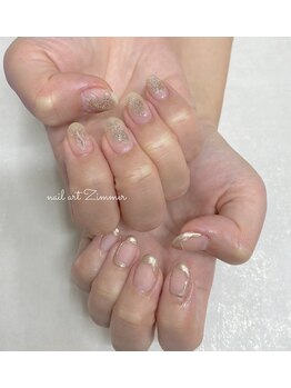 ネイルアート ジマー/クリアニュアンスのちぐはぐ