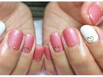 ネイルネイル 南森町店(nailnail)/おとなピンク×ハート♪