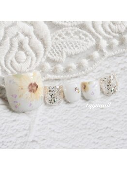 たゆ ネイル(たゆnail)/パラジェルひまわりデザイン☆