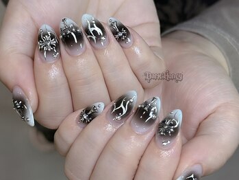 ダークハニー 池袋店(Dark Honey)/ブラックグラデ×メタルネイル