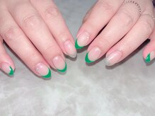 ブリスフルハピネス(Blissful happiness)/緑フレンチとフラッシュフレンチ