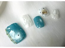 スピードネイル アンド アイ 宮交シティ店/ターコイズ×白