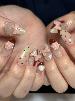 バレンタインネイル