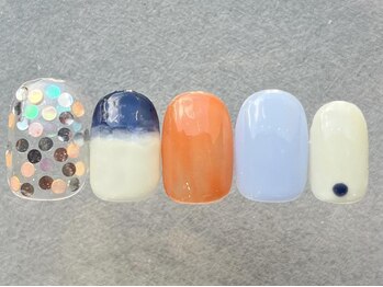 ネイルメゾン 天神店(NAIL MAISON)/夏オレンジホロ¥7500