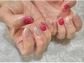 ラメワンカラー/ハートホロ