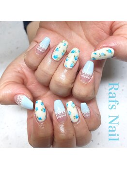 ラフズネイル(Rafs Nail)/小花×レースフレンチ