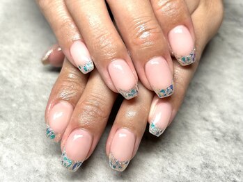 ジュリネイル(JULIE NAIL)/オーロラガラスフレンチ♪