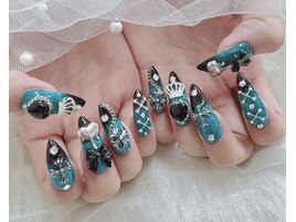 地雷系ネイル　クロムパーツ