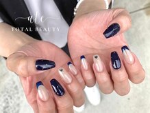 アテ(ate)/ネイビーフレンチ×ハート