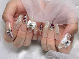 チェック　リボン　キルティング