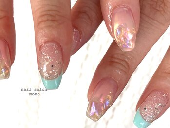 モノ(mono)/水色フレンチネイル