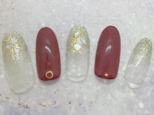 ロンズネイル(Ron's nail)/ワンカラー×ラメグラデザイン
