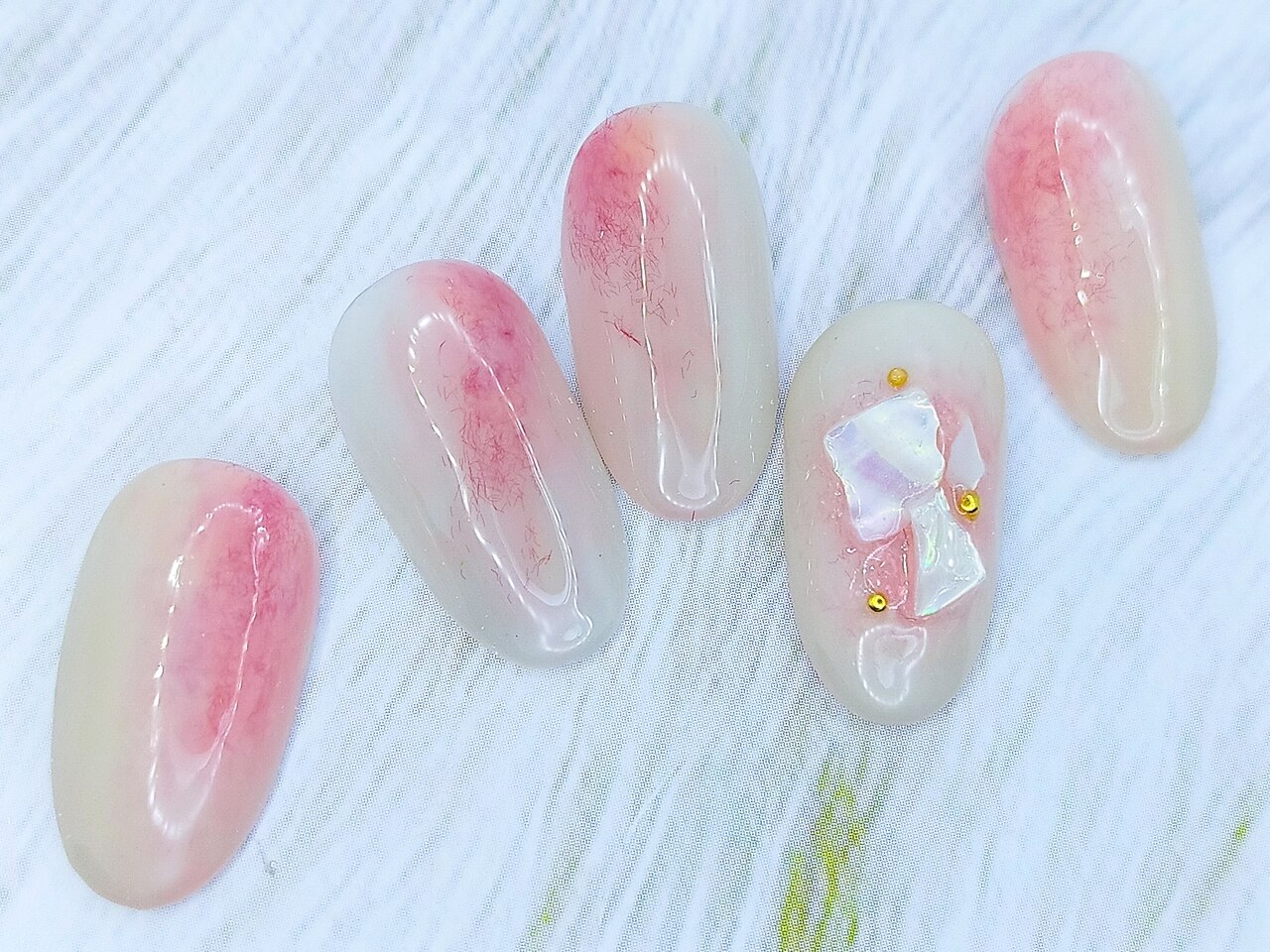 【サイズオーダー】 ネイルチップ 桃ネイル ニュアンス 韓国 NO.1 ネイルチップ＊リニューアル ニュアンスネイル成人式