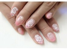 ネイルサロンミキ 横浜(MIKI)/手描き3Dフラワーピンクパール花