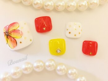 ボネール(nail ＆ eyelash Bounail)/フット　手描き　フラワー　花