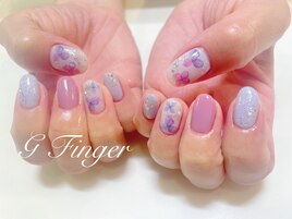 紫陽花押し花ネイル♪♪