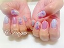 紫陽花押し花ネイル♪♪