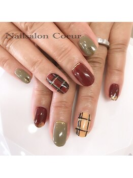ネイルサロン クール(Nailsalon Coeur)/アート込み6480円、チェック柄