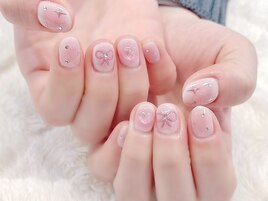 ＃ミラーネイル　＃リボンネイル