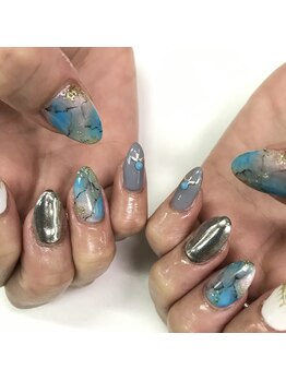 ベベ 伊丹店(BeBe)/天然石風☆夏ネイル