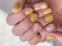 ネイルズ ララ(nails Lala)/イエロー×シルバー