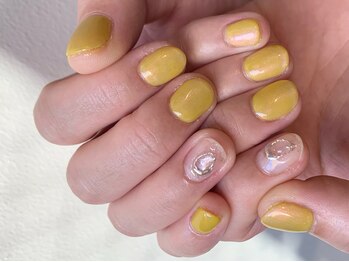 ネイルズ ララ(nails Lala)/イエロー×シルバー