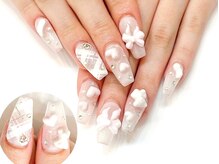 ネイルコレクション ピンク(Nail Collection Pink)/チェック：３Ｄリボン：グミくま