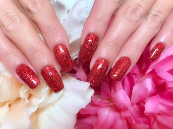 アイリッシュネイル 久屋大通店(Irish Nail)/赤ラメワンカラー