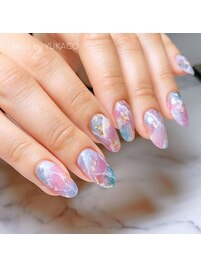 オーロラ大理石ネイル