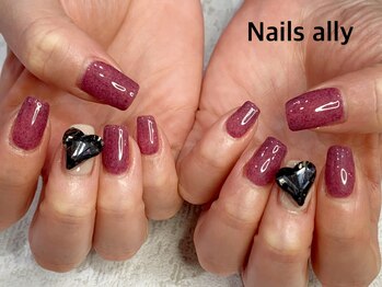 ネイルズアリー 立川店(Nails ally)/ビジュー×ファブリックジェル